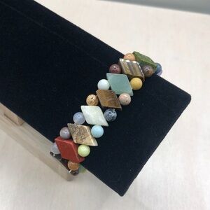 Colorful stone gemstone stretch bracelet boho, small-slim wrist.